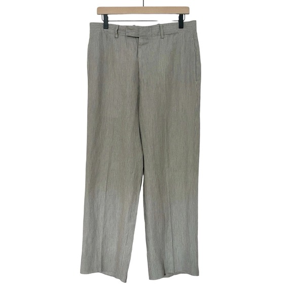 Hermes Pants - Vintage Hermes High Waisted Relaxed‎ Striped 100% Linen Pants Women's Size 42